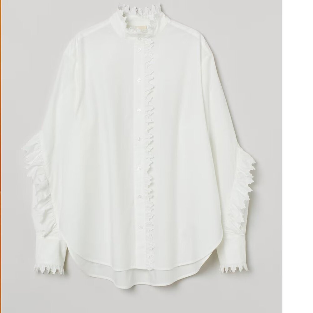 H&M Frill Cotton Blouse  Size XS
